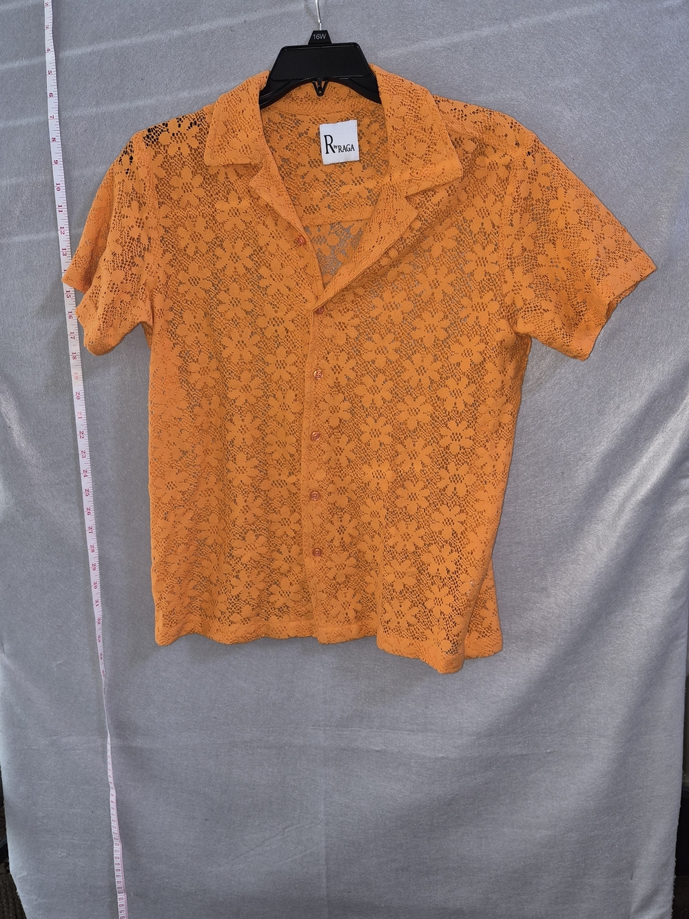 R by Raga Burnt Orange Crochet Lace Button-Up Shirt – Women’s Medium